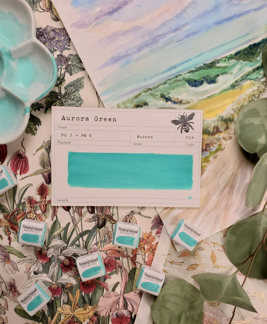 Aurora Green ~ Gouache
