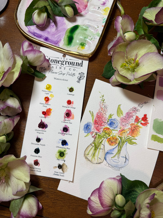 Flower Shop - Watercolour ~14 Dot Card w/Brush