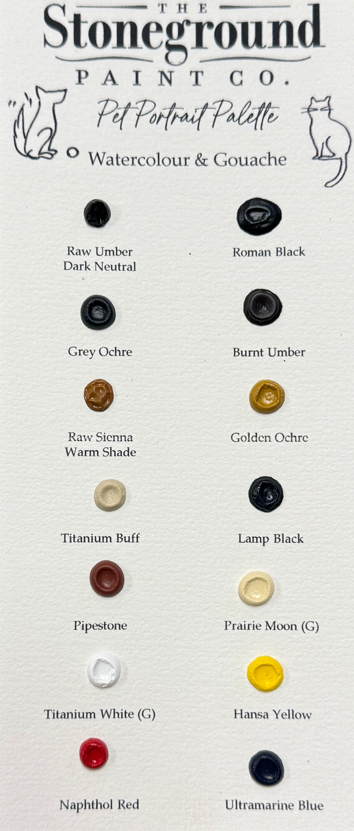 Pet Portrait - WC & Gouache ~14 Dot Card