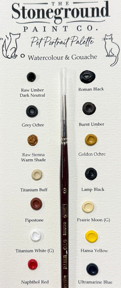 Pet Portrait - WC & Gouache ~14 Dot Card w/Brush