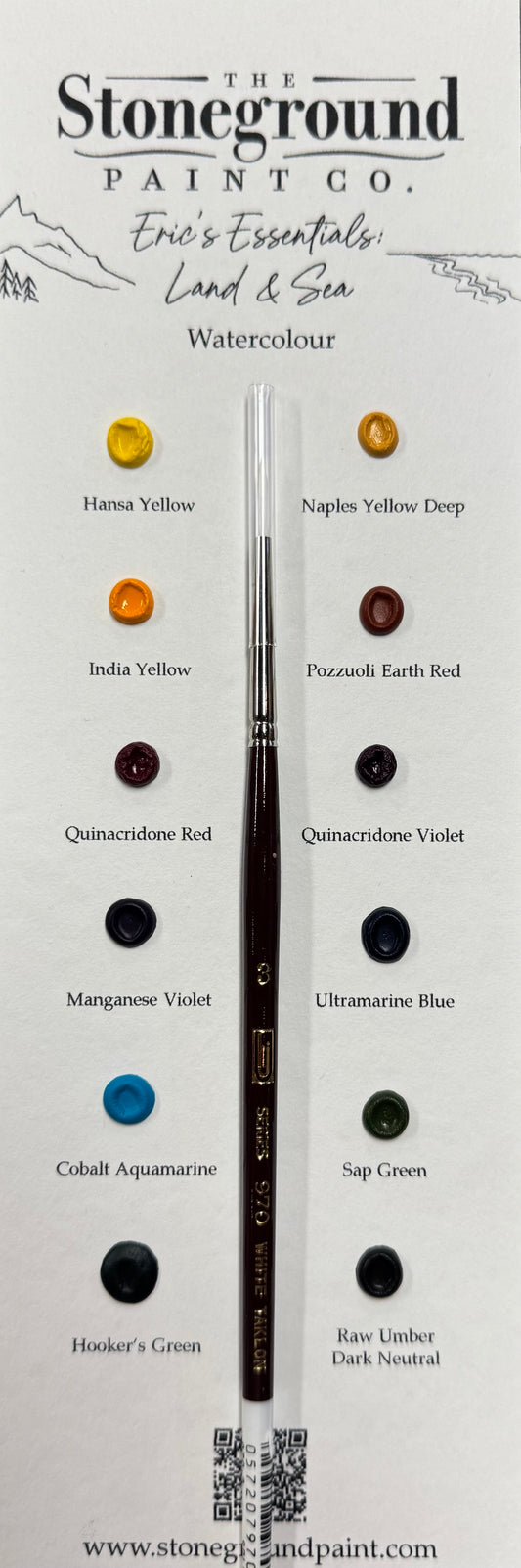 Eric's Essentials Land & Sea - Watercolour ~12 Dot Card w/Brush