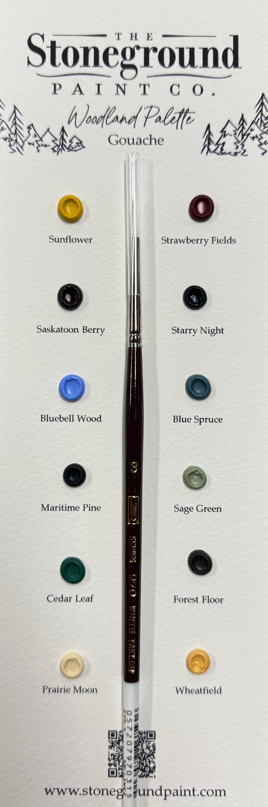 Woodland - Gouache ~12 Dot Card w/Brush